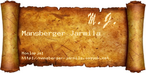 Mansberger Jarmila névjegykártya